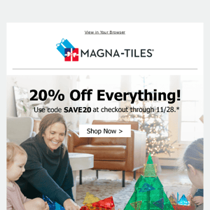 🚨 Save 20% sitewide at Magna-Tiles®! 🚨