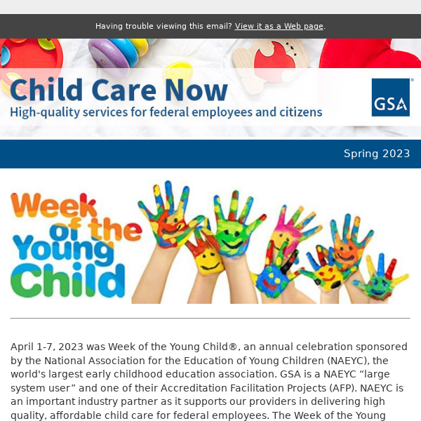 Child Care Now Newsletter - Spring 2023