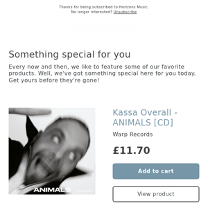 NEW! Kassa Overall - ANIMALS [Clear 12" Vinyl]