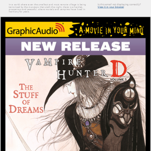 New Release! VAMPIRE HUNTER D 5: The Stuff of Dreams by Hideyuki Kikuchi and Yoshitaka Amano!