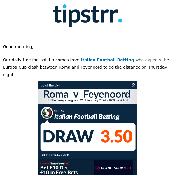 Free football tip from one of Thursday's Europa League matches