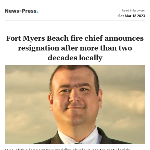 News alert: Fort Myers Beach fire chief announces resignation after more than two decades locally