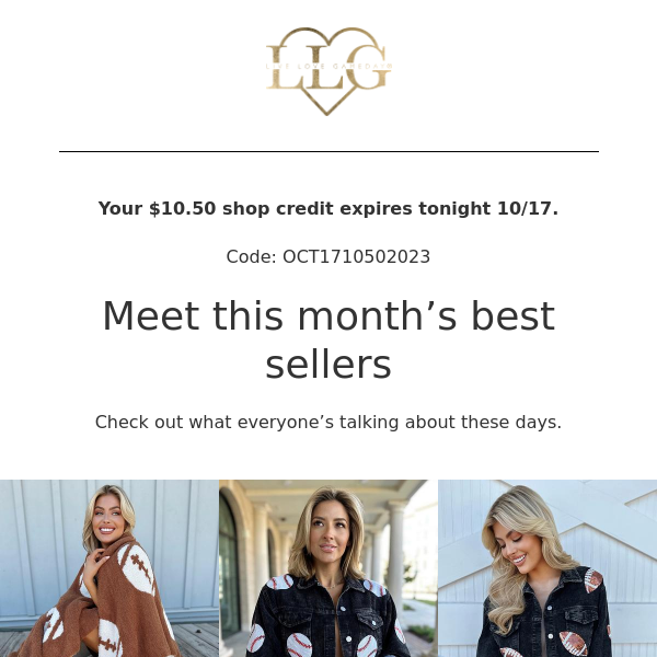 Re: Your $10.50 shop credit expires tonight 10/17.