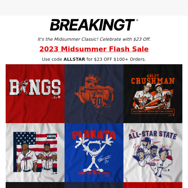 $23 OFF New T-Shirts: Midsummer Classic Flash Sale ⚡️⚾️🚨