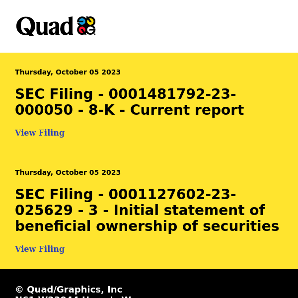 Quad SEC Filing Updates 📑