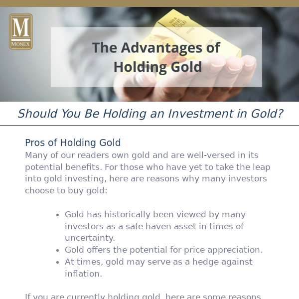 Should You be Holding a Gold Investment?