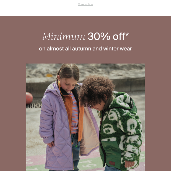 Minimum 30% off autumn and winter wear 😍