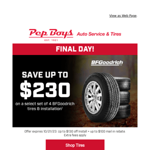 ⏰ FINAL HOURS: $230 off BFGoodrich Tires