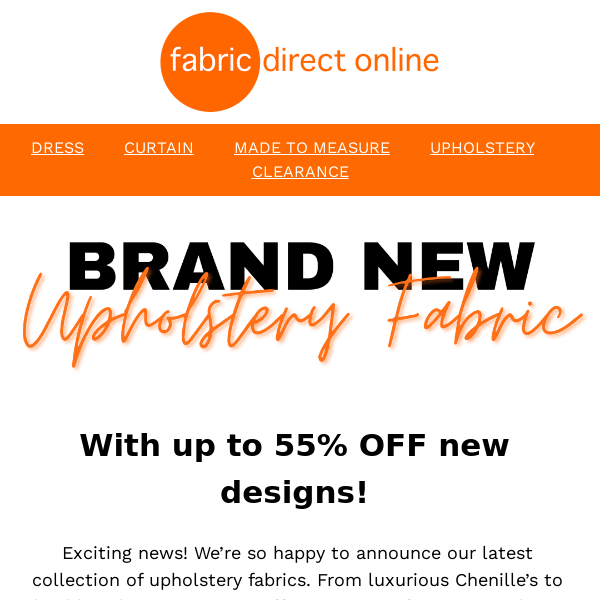 UP TO 55% OFF New Upholstery Fabric ✂️📏