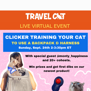 Invite: Clicker Backpack & Harness Training Virtual Event 🎒🐾