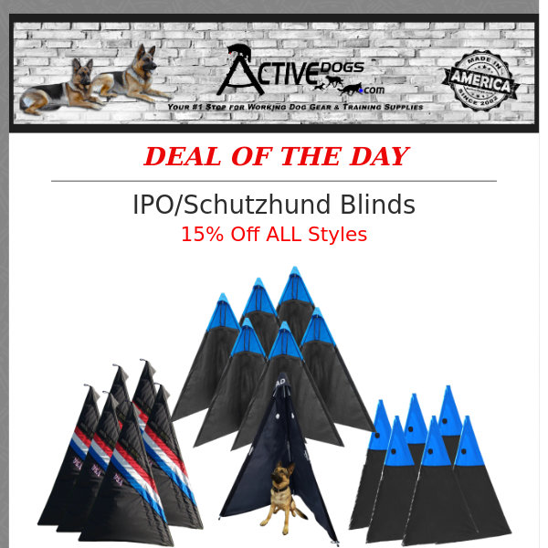 15% Off - IPO/Schutzhund Blinds