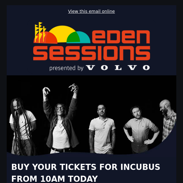 Tickets on sale for Incubus from 10am today