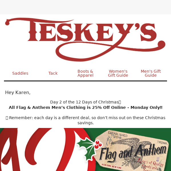 12 Days of Christmas Continues at Teskey's!