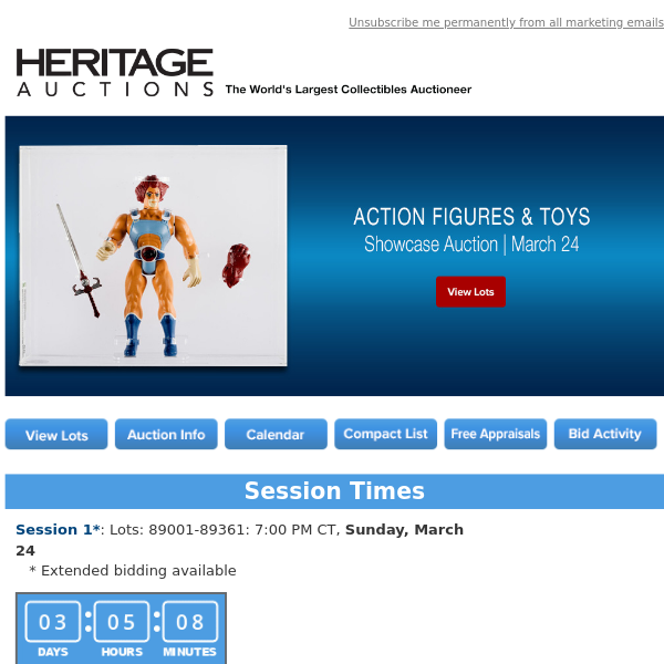 Ending Soon: March 24 Action Figures & Toys Showcase Auction