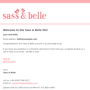 Welcome to the Sass & Belle life! 👋