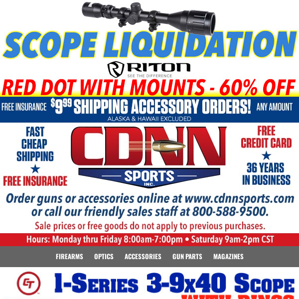 Scope Liquidation! - RITON Red Dot Optics with Mounts 60% OFF!  Call 800-588-9500