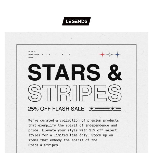 25% Off Select Styles | Stars & Stripes FLASH SALE