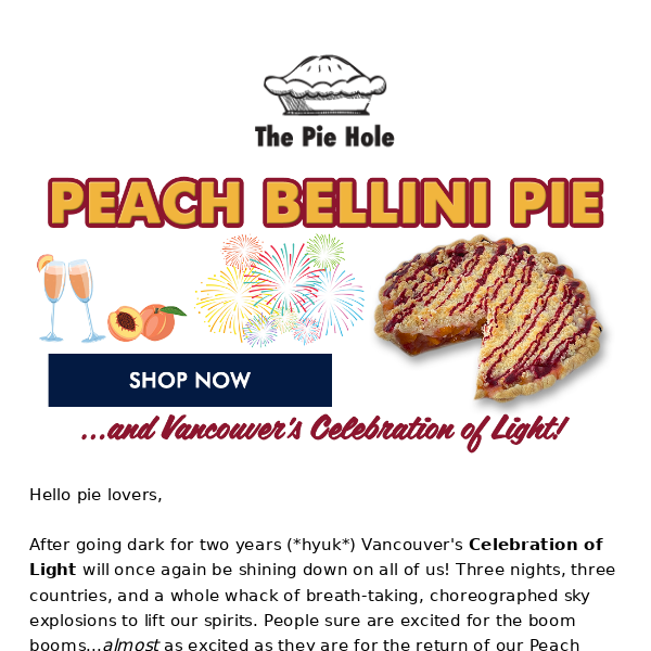 Celebration of Light and Peach Bellini 🎆🍑🍹🥧