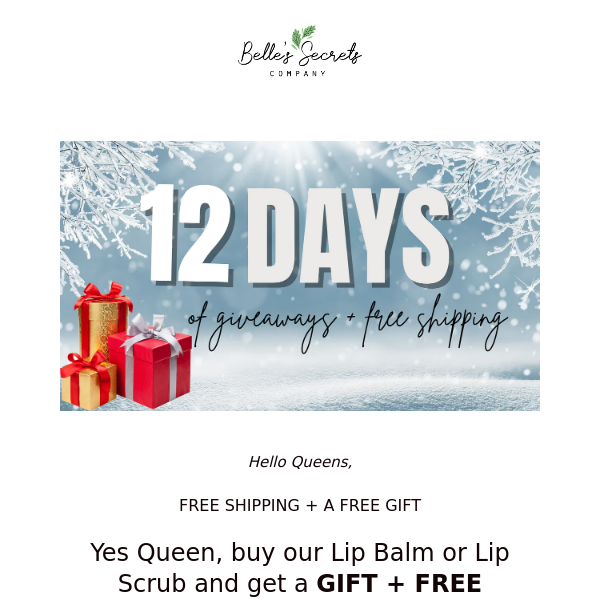 NINE DAYS OF FREE SHIPPING + ANOTHER FREE GIFT ?!