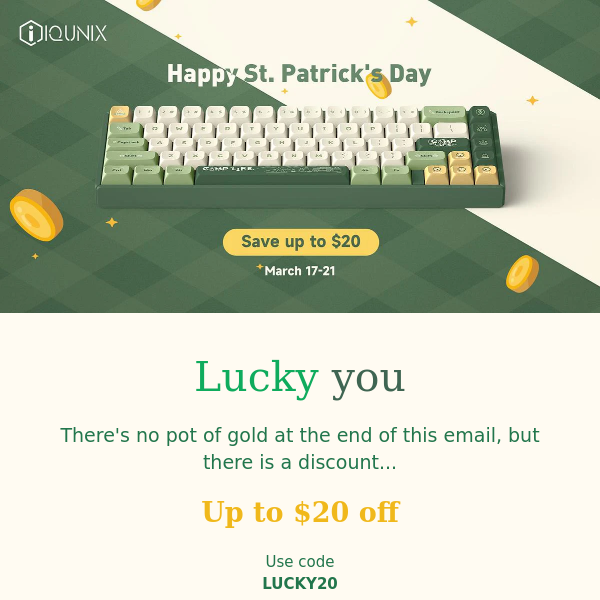 Shamrock your keyboard setup with our St. Patrick's Day sale!🍀