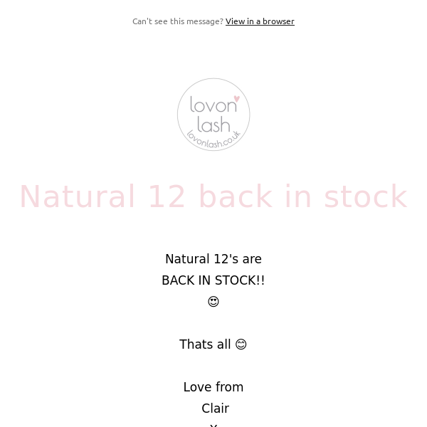 Natural 12 are back in stock