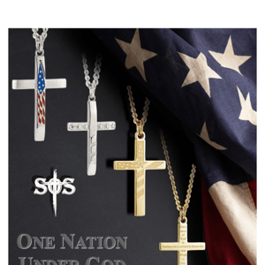 Flag Cross Necklaces - Engraved with Scripture