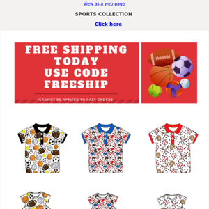 Sports collection + Free shipping Today!