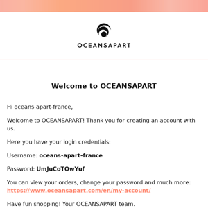 Your OCEANSAPART EN account has been created!