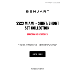 Benjart - Miami - 23 Shirt/Short sets - Now Live via  Benjart.com - NO RESTOCKS!