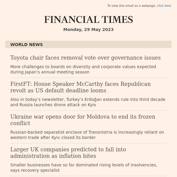 World News: Toyota chair faces removal vote over governance issues...