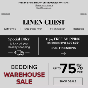 Enjoy Warehouse Savings on BEDDING!