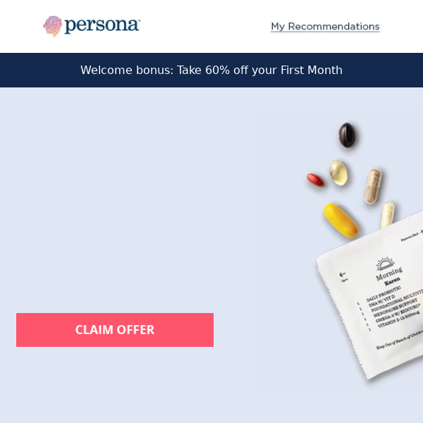 Persona Nutrition, here is your personalized vitamin recommendation