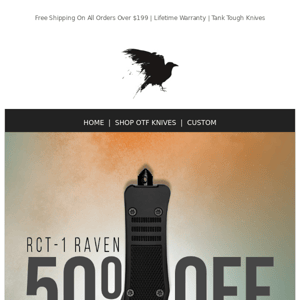 🎉 Unbelievable Deals 🎉  50% OFF All RCT-1 Raven OTF Knives
