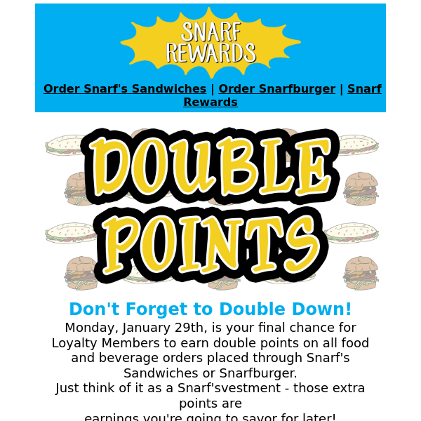 Last chance for double points!