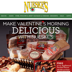You'll Fall in Love with Nueske's Breakfasts and FREE BACON