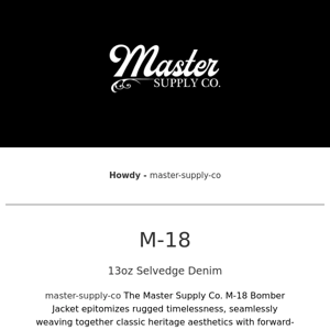 Master Supply Co  - The M-18 - Dropping Friday!