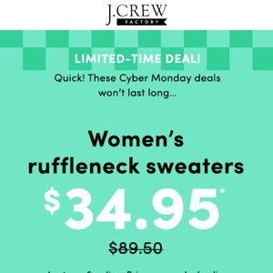 $34.95 sweaters + 60% off EVERYTHING = best sale ever