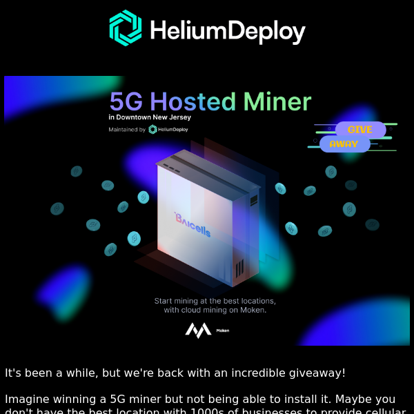 Contest: Win a Hosted Miner! Valued $2500 - on Moken