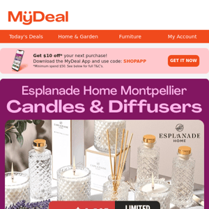 Montpellier Candles & Diffusers ALL $14.95