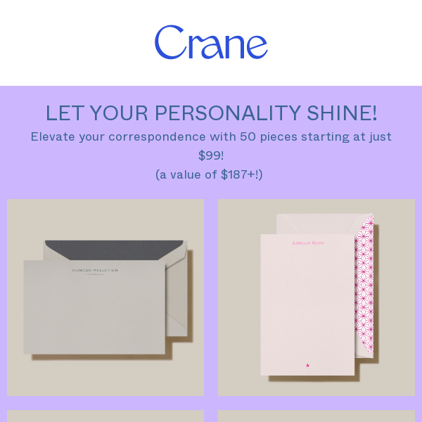Petite Motifs: Add Charm to Your $99 Personalized Stationery!