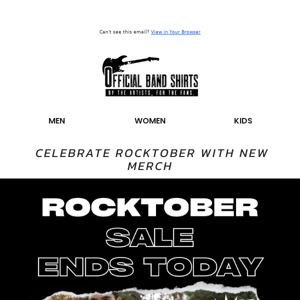 🥳 Rocktober is Ending! 20% Off Band T-Shirts - Final Day 🥳