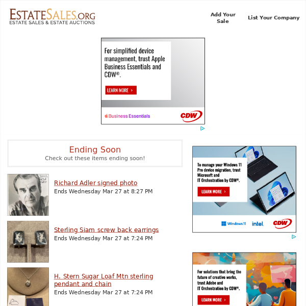 Your daily items for sale on EstateSales.org