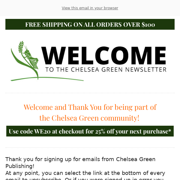 Welcome to the Chelsea Green Community!