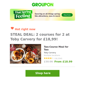 🔥🍴Sizzling Deal Alert: Enjoy a Toby Carvery Feast for 2 for just £18.99!