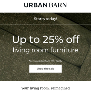 The Living Room Event: Up to 25% off starts now!