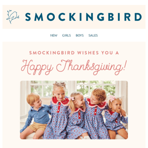 Happy Thanksgiving from Smockingbird 🍂🦃