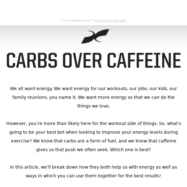 Carbs over Caffeine