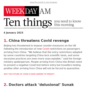 China threatens Covid revenge