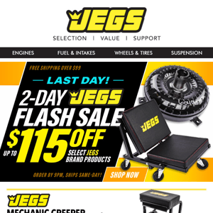 ⚡JEGS Flash Sale - Only A Few Hours Left ⏳