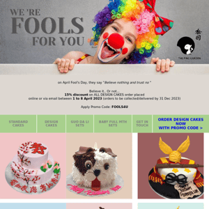 [FOOLS FOR YOU] 15% off Design Cakes... Limited Time!